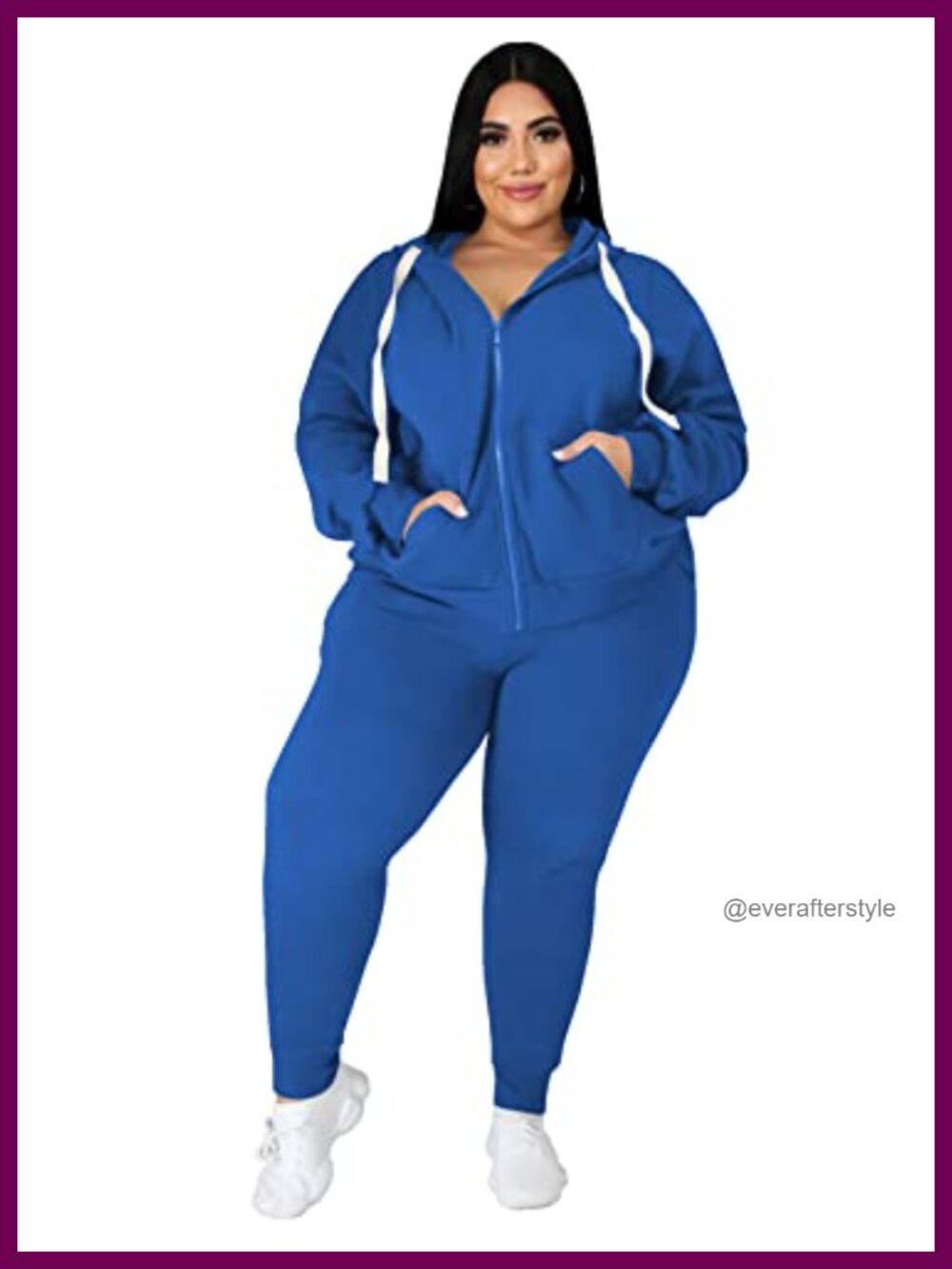 Plus Size 2 Piece Sweatsuit Set Long Sleeve Zip Hoodie Sweatpants Tracksuit